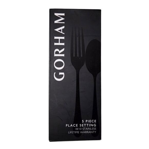 NEW Set 5 Gorham Stainless 18/10 Ribbon Edge Frosted Flatware Silverware Set - Picture 1 of 9